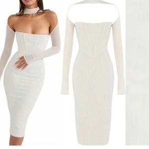 NWOT House of CB White Long Sleeve Dress